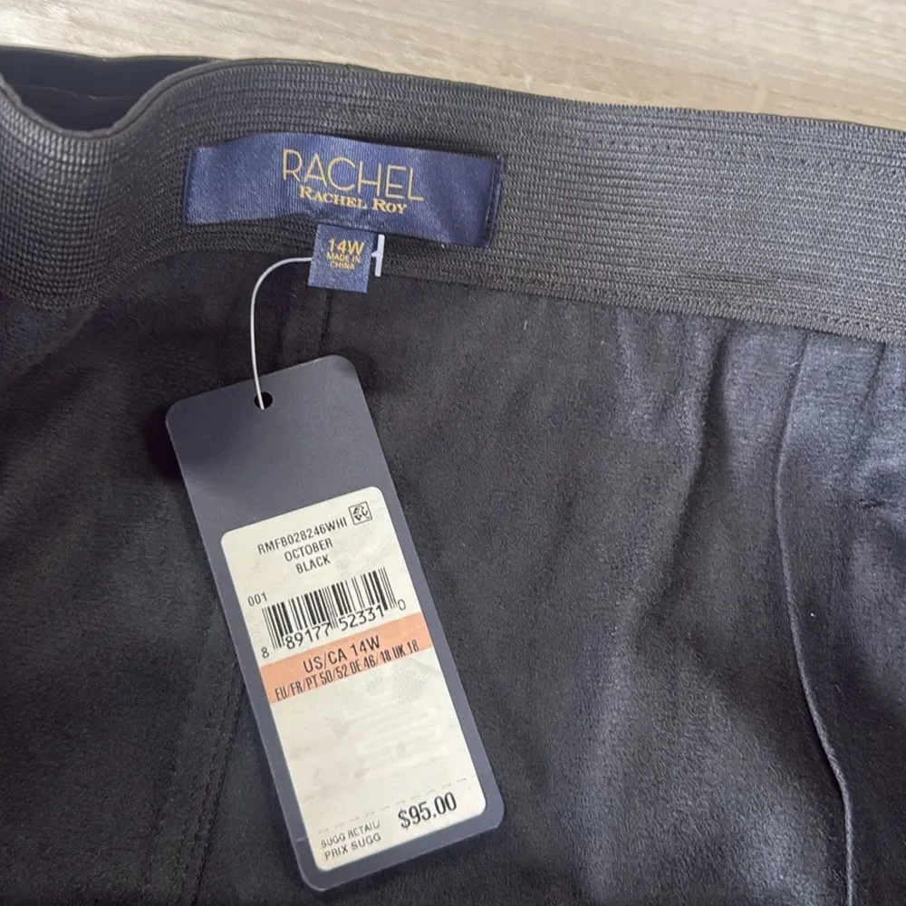RACHEL ROY vegan leather belted skirt black size‎ 14w NWT in packaging